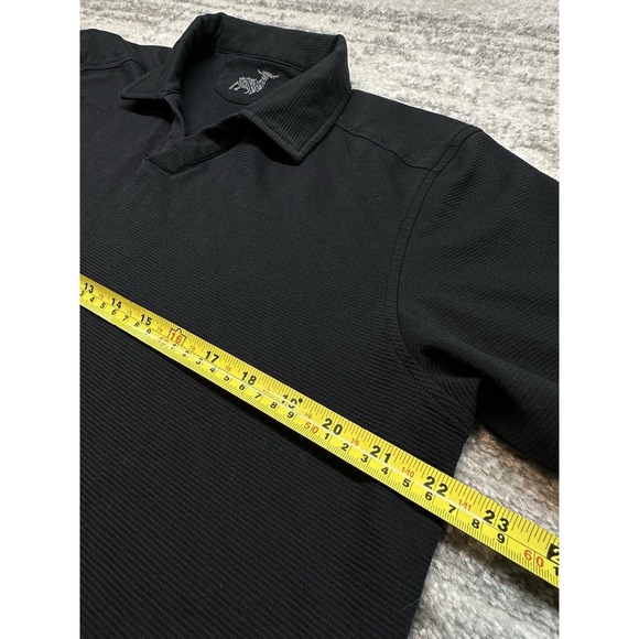 Raffi Mens Polo Shirt Black Ribbed Aqua Short Sleeve Performance Golf Size M - Picture 6 of 11